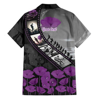 Personalised Remembering ANZAC Lest We Forget Family Matching Off The Shoulder Long Sleeve Dress and Hawaiian Shirt Vintage Film Frame Memorial Purple Poppy LT9 - Polynesian Pride