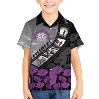 Personalised Remembering ANZAC Lest We Forget Family Matching Off The Shoulder Long Sleeve Dress and Hawaiian Shirt Vintage Film Frame Memorial Purple Poppy LT9 Son's Shirt Purple - Polynesian Pride
