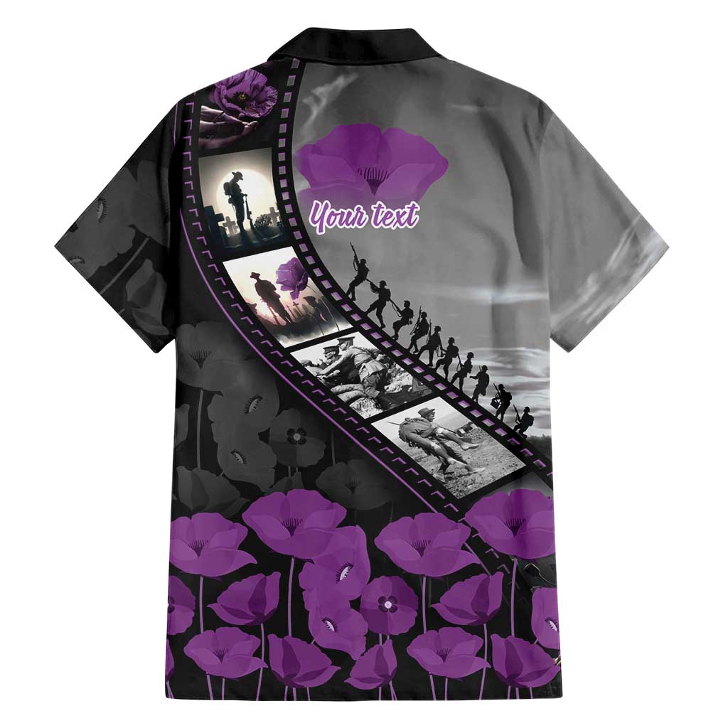 Personalised Remembering ANZAC Lest We Forget Family Matching Off Shoulder Maxi Dress and Hawaiian Shirt Vintage Film Frame Memorial Purple Poppy LT9 - Polynesian Pride