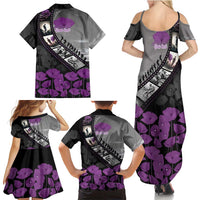 Personalised Remembering ANZAC Lest We Forget Family Matching Summer Maxi Dress and Hawaiian Shirt Vintage Film Frame Memorial Purple Poppy LT9 - Polynesian Pride
