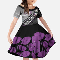 Personalised Remembering ANZAC Lest We Forget Family Matching Tank Maxi Dress and Hawaiian Shirt Vintage Film Frame Memorial Purple Poppy LT9 Daughter's Dress Purple - Polynesian Pride