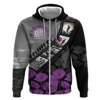 Personalised Remembering ANZAC Lest We Forget Hoodie Vintage Film Frame Memorial Purple Poppy