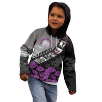 Personalised Remembering ANZAC Lest We Forget Kid Hoodie Vintage Film Frame Memorial Purple Poppy
