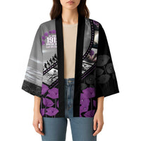 Personalised Remembering ANZAC Lest We Forget Kimono Vintage Film Frame Memorial Purple Poppy