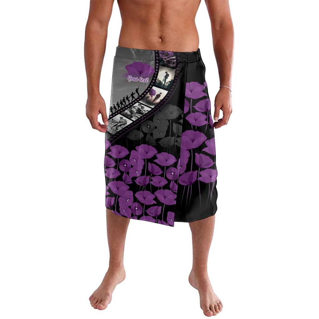 Personalised Remembering ANZAC Lest We Forget Lavalava Vintage Film Frame Memorial Purple Poppy