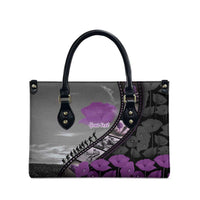 Personalised Remembering ANZAC Lest We Forget Leather Bag Vintage Film Frame Memorial Purple Poppy