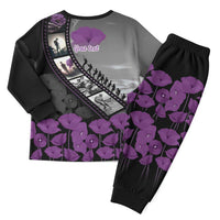 Personalised Remembering ANZAC Lest We Forget Pajama Set Vintage Film Frame Memorial Purple Poppy