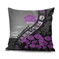 Personalised Remembering ANZAC Lest We Forget Pillow Cover Vintage Film Frame Memorial Purple Poppy LT9 Purple - Polynesian Pride