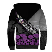 Personalised Remembering ANZAC Lest We Forget Sherpa Hoodie Vintage Film Frame Memorial Purple Poppy LT9 - Polynesian Pride