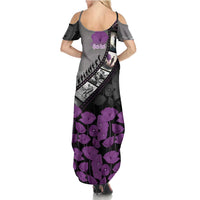 Personalised Remembering ANZAC Lest We Forget Summer Maxi Dress Vintage Film Frame Memorial Purple Poppy