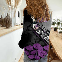 Personalised Remembering ANZAC Lest We Forget Women Casual Shirt Vintage Film Frame Memorial Purple Poppy LT9 - Polynesian Pride