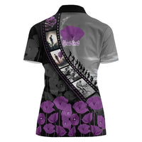 Personalised Remembering ANZAC Lest We Forget Women Polo Shirt Vintage Film Frame Memorial Purple Poppy LT9 - Polynesian Pride