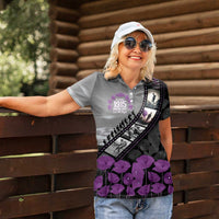 Personalised Remembering ANZAC Lest We Forget Women Polo Shirt Vintage Film Frame Memorial Purple Poppy LT9 - Polynesian Pride
