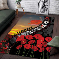 Personalised Remembering ANZAC Lest We Forget Area Rug Vintage Film Frame Memorial Red Poppy LT9 Red - Polynesian Pride