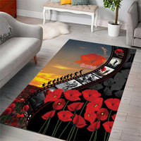 Personalised Remembering ANZAC Lest We Forget Area Rug Vintage Film Frame Memorial Red Poppy LT9 - Polynesian Pride