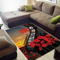 Personalised Remembering ANZAC Lest We Forget Area Rug Vintage Film Frame Memorial Red Poppy LT9 - Polynesian Pride