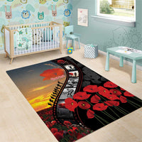 Personalised Remembering ANZAC Lest We Forget Area Rug Vintage Film Frame Memorial Red Poppy LT9 - Polynesian Pride
