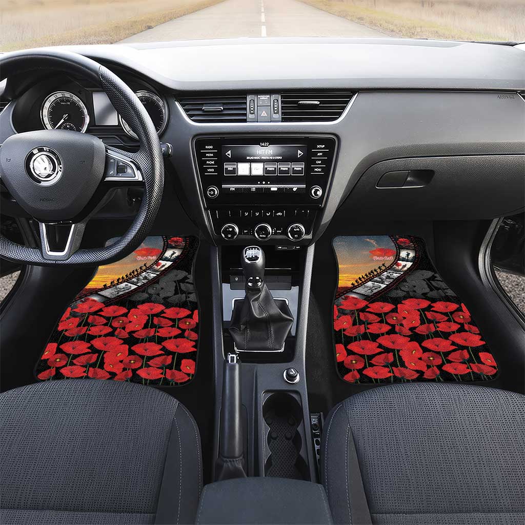 Personalised Remembering ANZAC Lest We Forget Car Mats Vintage Film Frame Memorial Red Poppy