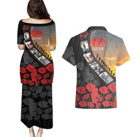 Personalised Remembering ANZAC Lest We Forget Couples Matching Puletasi and Hawaiian Shirt Vintage Film Frame Memorial Red Poppy LT9 - Polynesian Pride