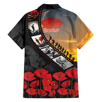 Personalised Remembering ANZAC Lest We Forget Family Matching Long Sleeve Bodycon Dress and Hawaiian Shirt Vintage Film Frame Memorial Red Poppy LT9 - Polynesian Pride
