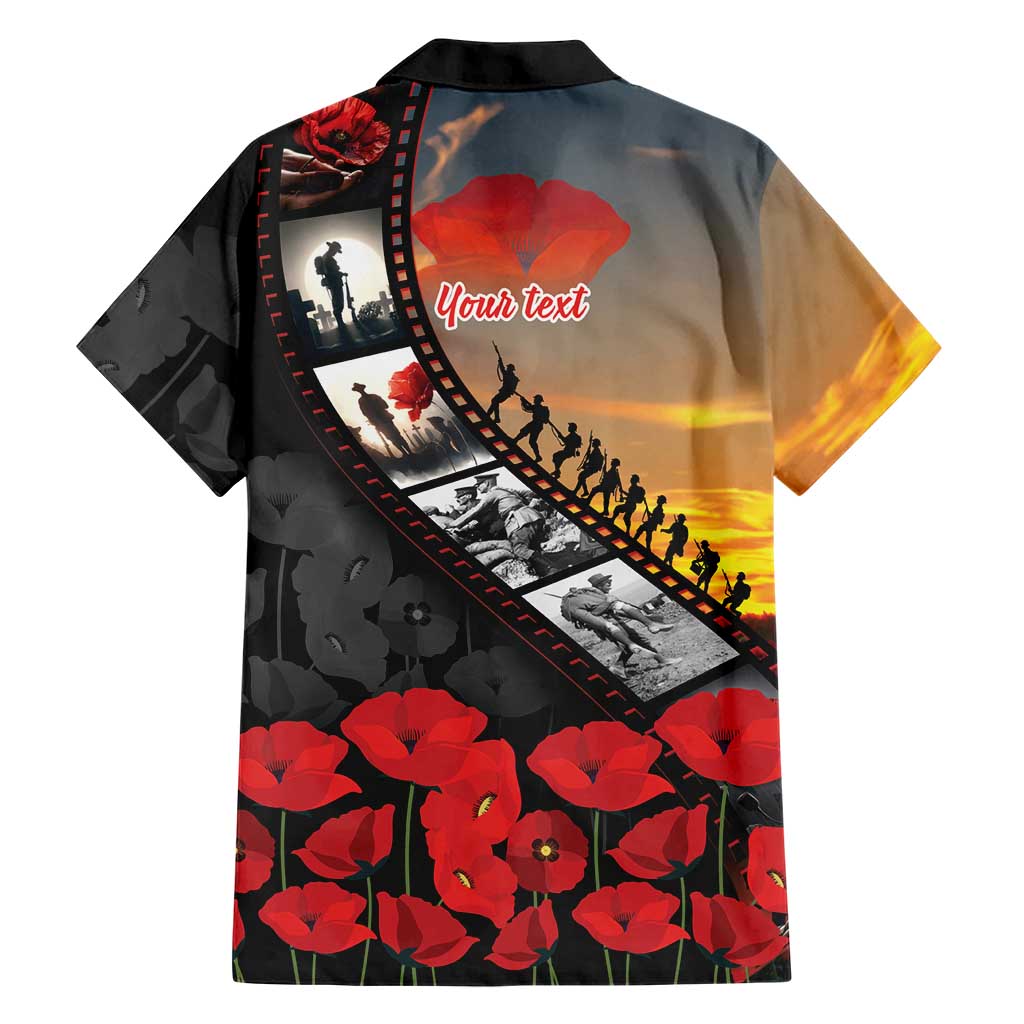 Personalised Remembering ANZAC Lest We Forget Family Matching Mermaid Dress and Hawaiian Shirt Vintage Film Frame Memorial Red Poppy LT9 - Polynesian Pride