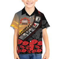 Personalised Remembering ANZAC Lest We Forget Family Matching Tank Maxi Dress and Hawaiian Shirt Vintage Film Frame Memorial Red Poppy LT9 Son's Shirt Red - Polynesian Pride