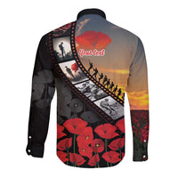 Personalised Remembering ANZAC Lest We Forget Long Sleeve Button Shirt Vintage Film Frame Memorial Red Poppy