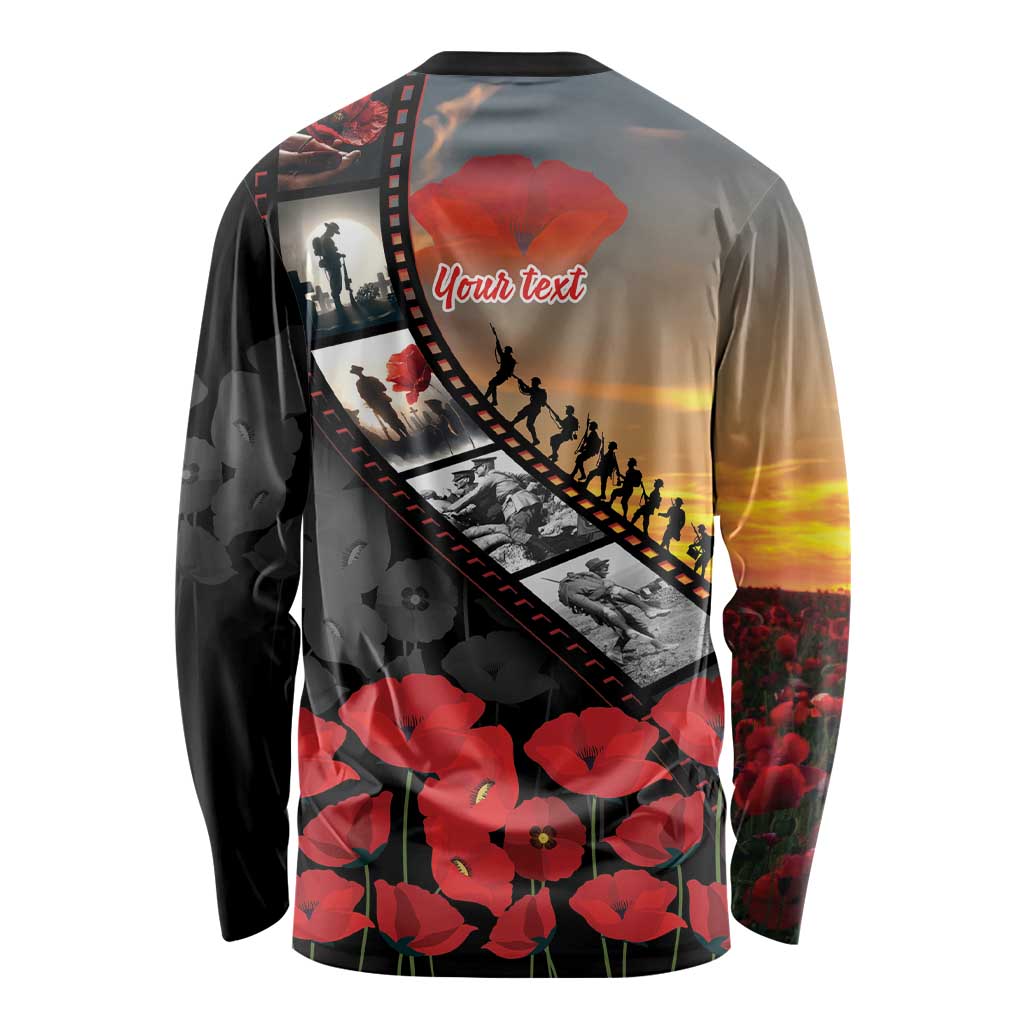 Personalised Remembering ANZAC Lest We Forget Long Sleeve Shirt Vintage Film Frame Memorial Red Poppy