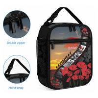 Personalised Remembering ANZAC Lest We Forget Lunch Bag Vintage Film Frame Memorial Red Poppy LT9 - Polynesian Pride
