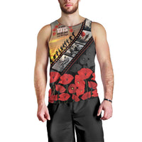 Personalised Remembering ANZAC Lest We Forget Men Tank Top Vintage Film Frame Memorial Red Poppy