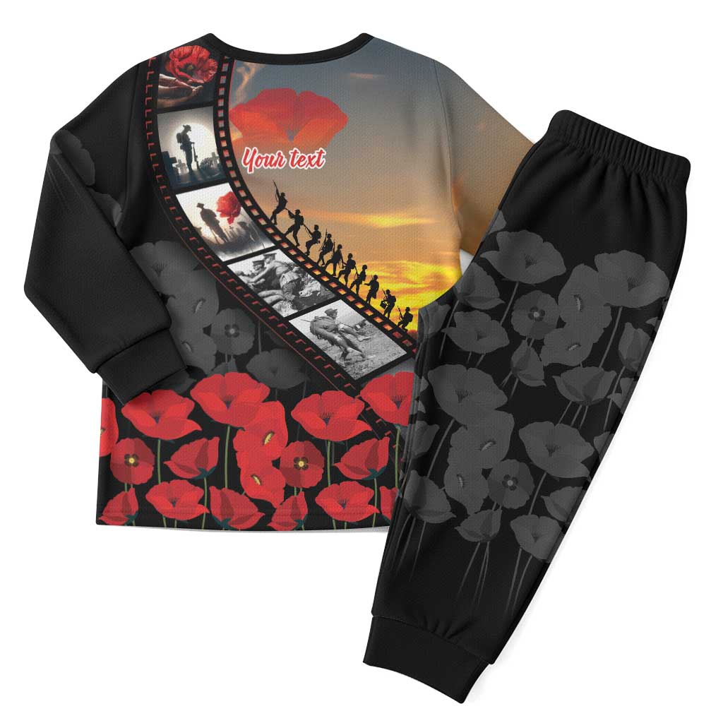 Personalised Remembering ANZAC Lest We Forget Pajama Set Vintage Film Frame Memorial Red Poppy