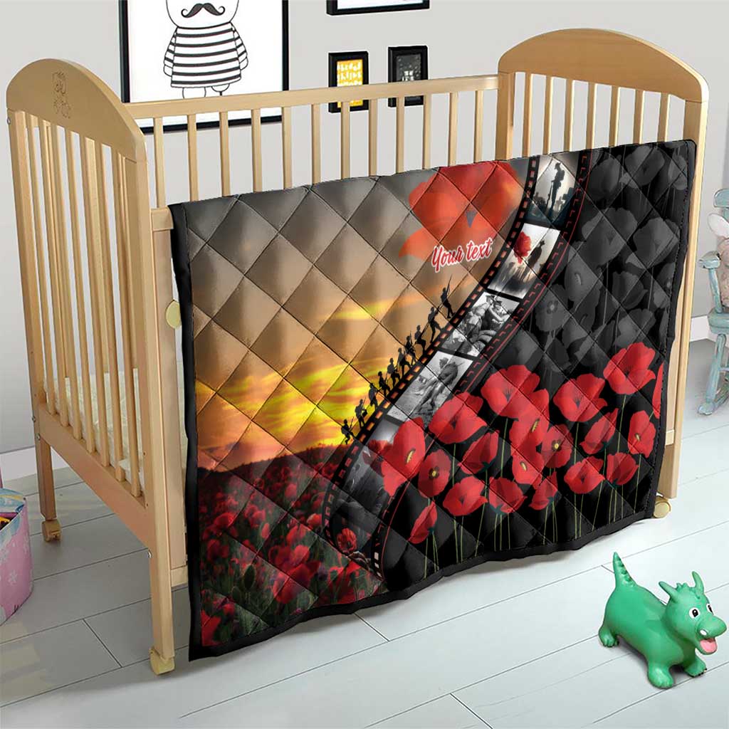 Personalised Remembering ANZAC Lest We Forget Quilt Vintage Film Frame Memorial Red Poppy