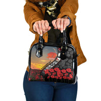 Personalised Remembering ANZAC Lest We Forget Shoulder Handbag Vintage Film Frame Memorial Red Poppy