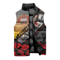 Personalised Remembering ANZAC Lest We Forget Sleeveless Puffer Jacket Vintage Film Frame Memorial Red Poppy