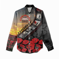 Personalised Remembering ANZAC Lest We Forget Women Casual Shirt Vintage Film Frame Memorial Red Poppy LT9 - Polynesian Pride