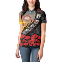 Personalised Remembering ANZAC Lest We Forget Women Polo Shirt Vintage Film Frame Memorial Red Poppy LT9 - Polynesian Pride