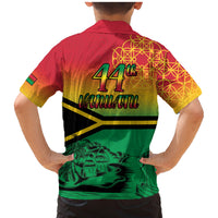 Hapi 44th Indipendens Dei Vanuatu Family Matching Mermaid Dress and Hawaiian Shirt Yumi 1980 with Vanuatuan Beach Landscape LT9 - Polynesian Pride