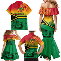 Hapi 44th Indipendens Dei Vanuatu Family Matching Mermaid Dress and Hawaiian Shirt Yumi 1980 with Vanuatuan Beach Landscape LT9 - Polynesian Pride