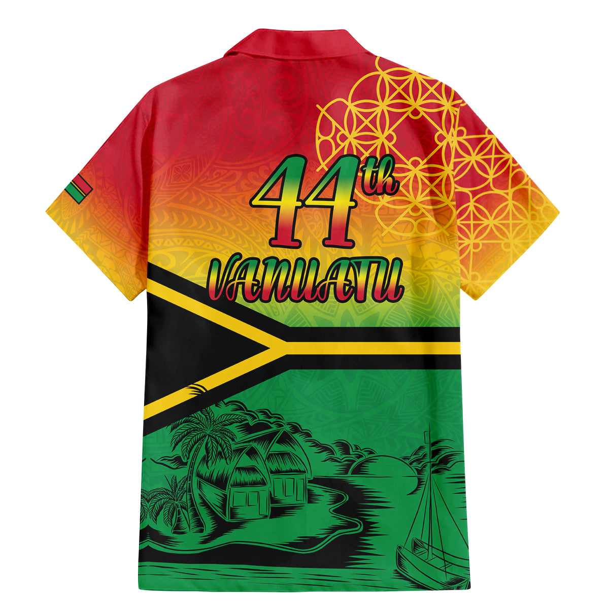 Hapi 44th Indipendens Dei Vanuatu Family Matching Mermaid Dress and Hawaiian Shirt Yumi 1980 with Vanuatuan Beach Landscape LT9 - Polynesian Pride