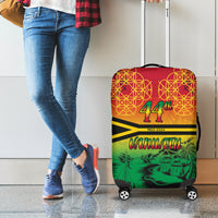 Hapi 44th Indipendens Dei Vanuatu Luggage Cover Yumi 1980 with Vanuatuan Beach Landscape LT9 - Polynesian Pride
