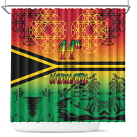 Hapi 44th Indipendens Dei Vanuatu Shower Curtain Yumi 1980 with Vanuatuan Beach Landscape LT9 Reggae - Polynesian Pride