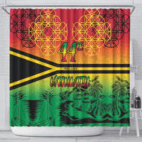 Hapi 44th Indipendens Dei Vanuatu Shower Curtain Yumi 1980 with Vanuatuan Beach Landscape LT9 - Polynesian Pride