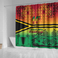 Hapi 44th Indipendens Dei Vanuatu Shower Curtain Yumi 1980 with Vanuatuan Beach Landscape LT9 - Polynesian Pride