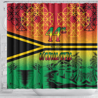 Hapi 44th Indipendens Dei Vanuatu Shower Curtain Yumi 1980 with Vanuatuan Beach Landscape LT9 - Polynesian Pride