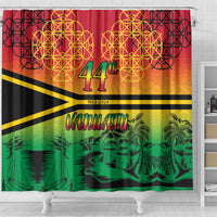 Hapi 44th Indipendens Dei Vanuatu Shower Curtain Yumi 1980 with Vanuatuan Beach Landscape LT9 - Polynesian Pride
