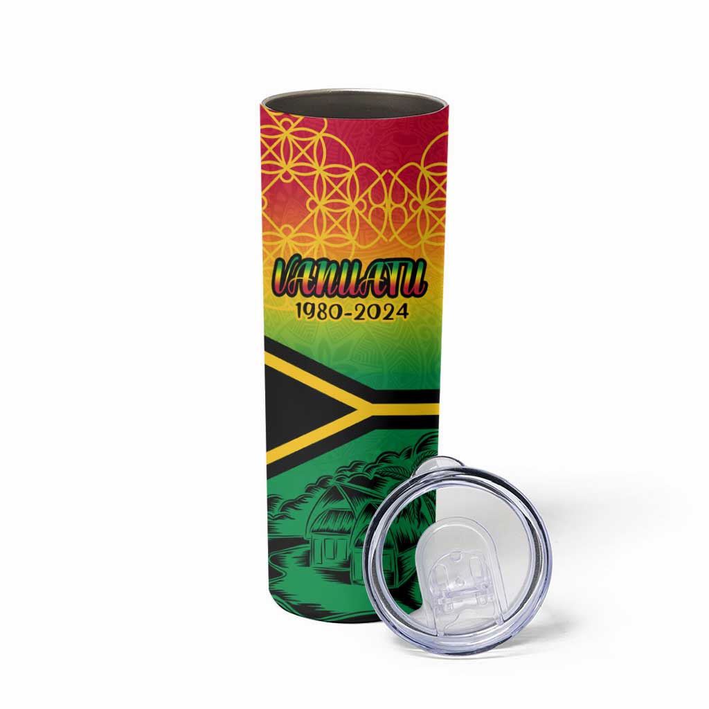Hapi 44th Indipendens Dei Vanuatu Skinny Tumbler Yumi 1980 with Vanuatuan Beach Landscape LT9 - Polynesian Pride