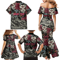 Personalized Japanese Kitsune Mask Family Matching Mermaid Dress and Hawaiian Shirt With Polynesian Arty Style LT9 - Polynesian Pride
