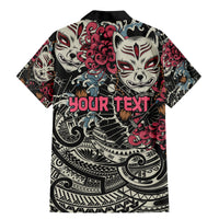 Personalized Japanese Kitsune Mask Family Matching Mermaid Dress and Hawaiian Shirt With Polynesian Arty Style LT9 - Polynesian Pride