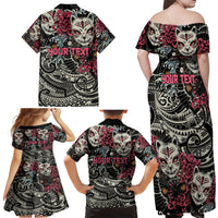 Personalized Japanese Kitsune Mask Family Matching Off Shoulder Maxi Dress and Hawaiian Shirt With Polynesian Arty Style LT9 - Polynesian Pride