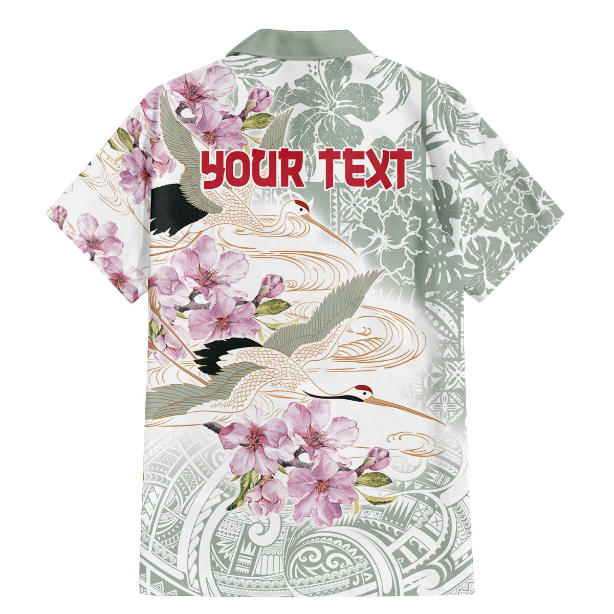 Personalized Japanese Shirasagi Bird Family Matching Mermaid Dress and Hawaiian Shirt Sakura and Hibiscus Polynesian Pattern LT9 - Polynesian Pride